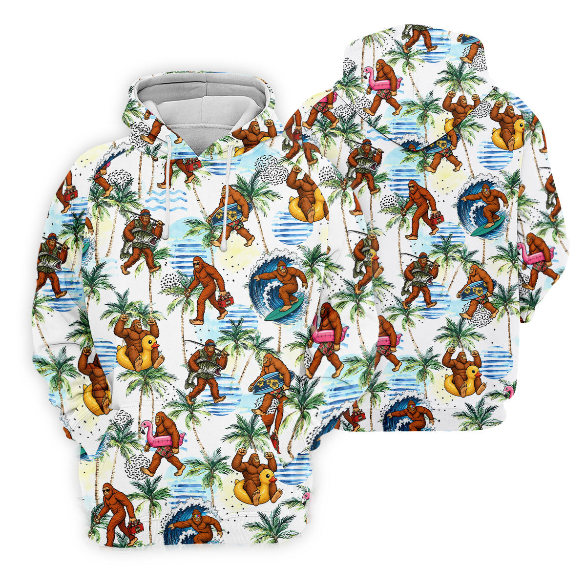 Tropical Bigfoot Surfing Fishing Beach Golf Shirt, Golf Tops For Women, Ladies Golf Shirts, Women’s Golf Apparel