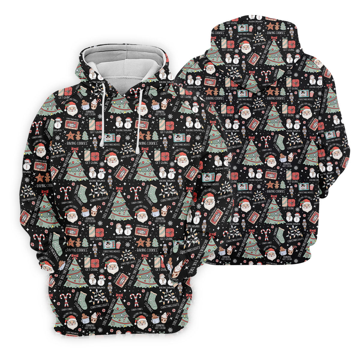 Cute Santa Claus Gift Black Men's Golf Polo Shirts, Christmas Golf Shirt, Polo Shirts For Men