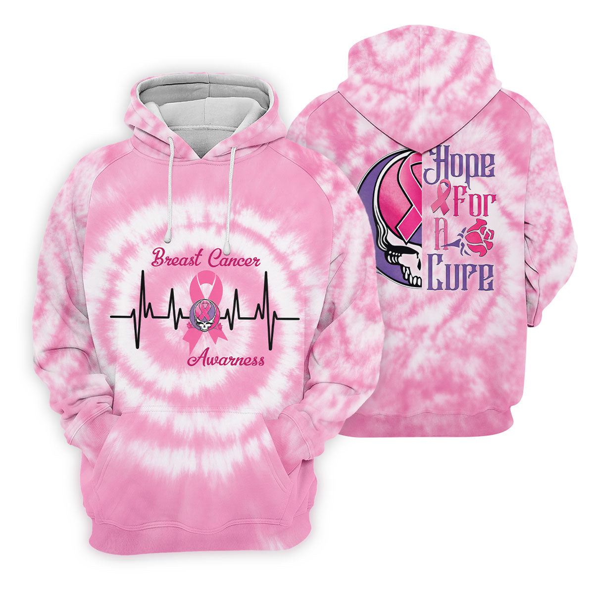 Hope For A Cure Tie Dye Skull Breast Cancer Polo Shirt, Golf Tops For Women, Women’s Golf Apparel
