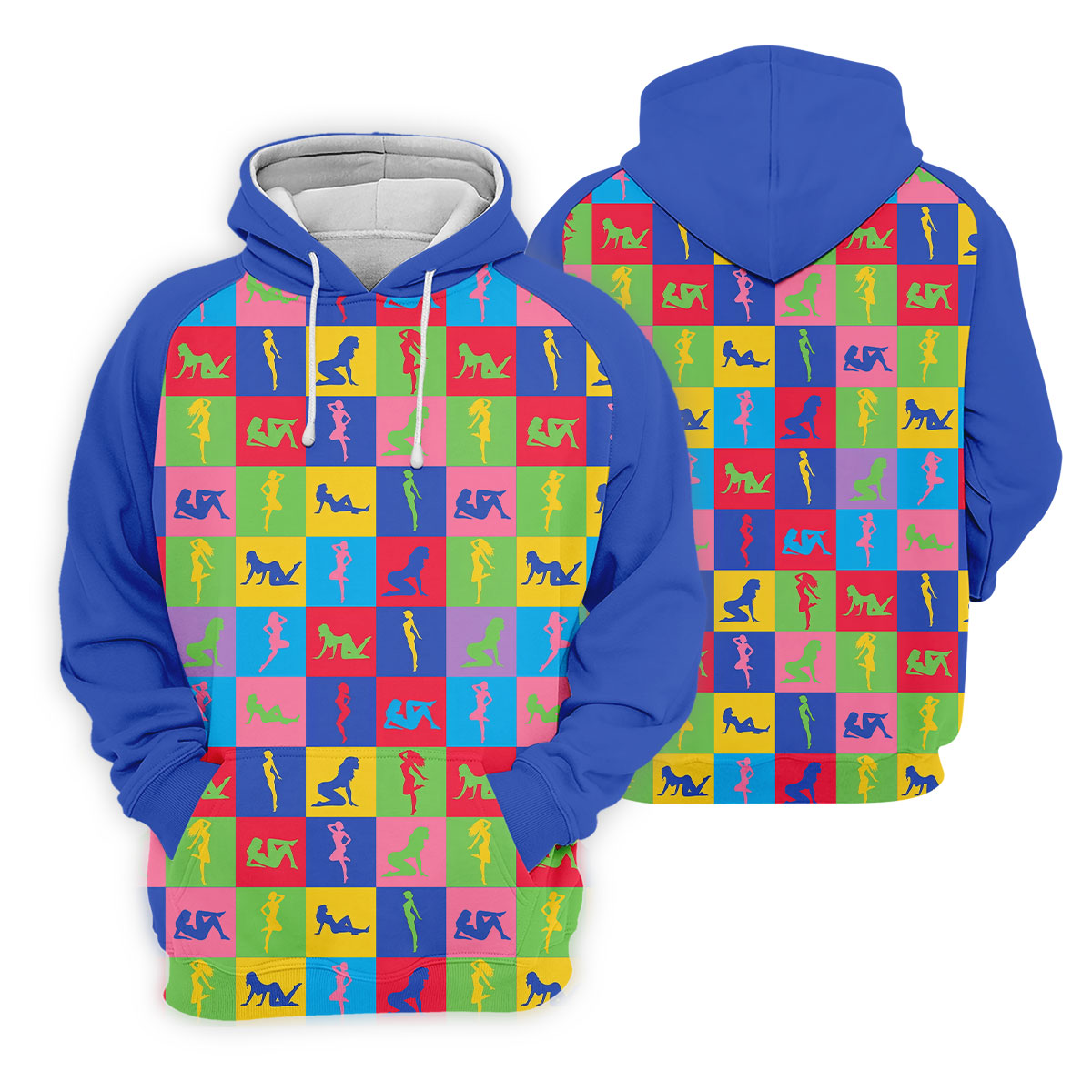 Colorful Pin Up Silhouette Pop Art Golf Polo Shirt, Men's Golf Shirt, Golf Shirts For Men
