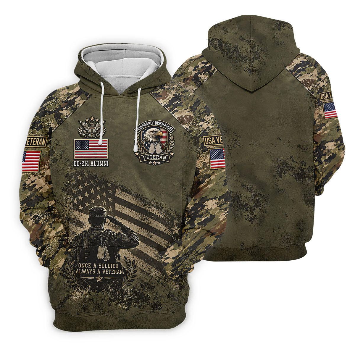 DD-214 Honorably Discharged Camo Polo Shirt, Veterans Day Shirt, Mens Golf Shirts