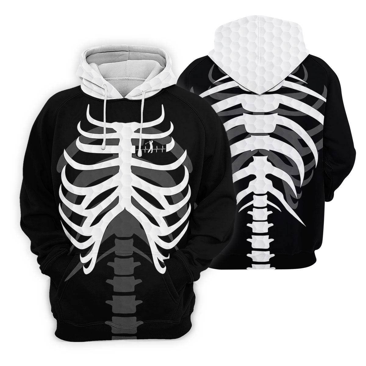 X-Ray Skeleton Rib Cage Halloween Golf Polo Shirt, Mens Golf Polo, Mens Golf Shirts