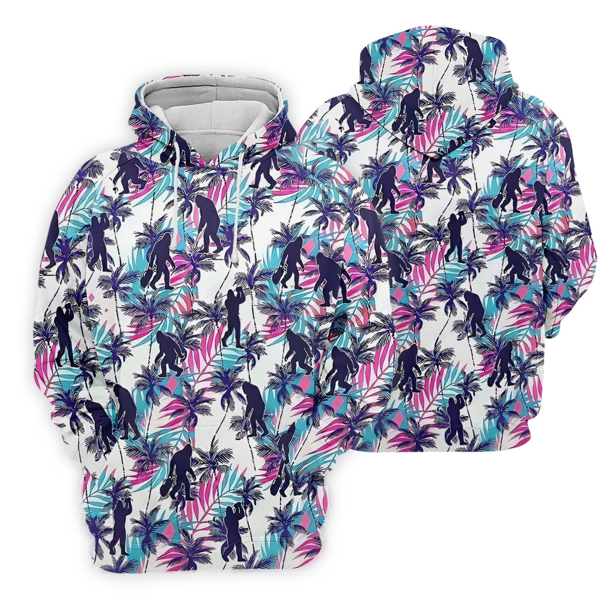 Funny Bigfoot Golfer Tropical Palm Pattern Polo Shirt, Golf Shirts For Women, Ladies Golf Shirts