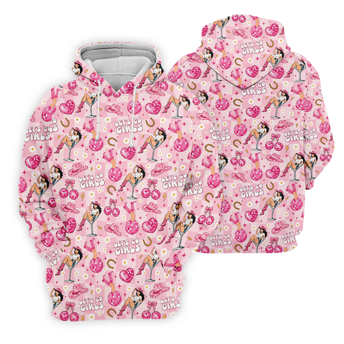 Let's Go Girls Pink Cowgirl Golf Polo Shirt, Mens Golf Shirts, Hawaiian Golf Shirt