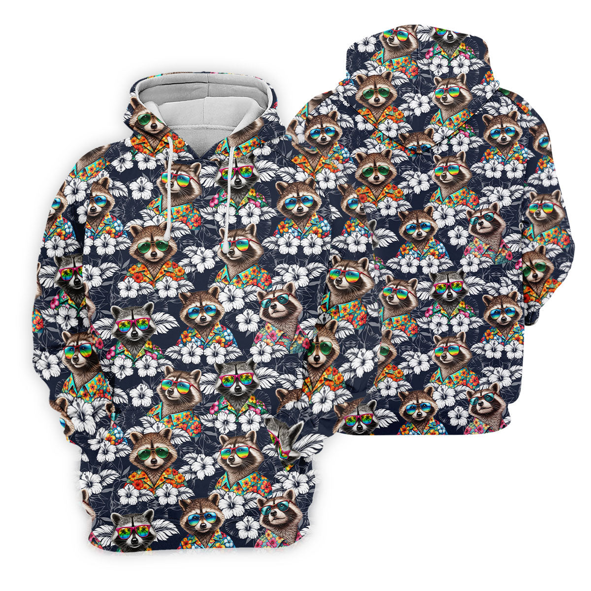 Cool Raccoons in Rainbow Sunglasses Hawaiian Golf Polo, Golf Tops For Women, Golfing Apparel