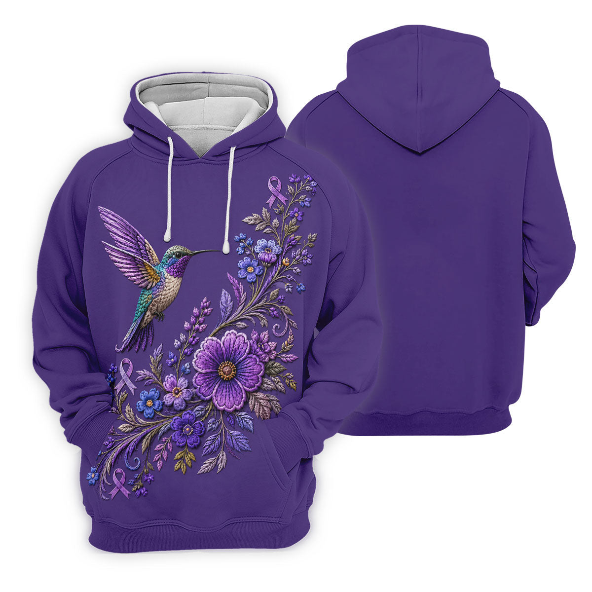 Purple Hummingbird Cancer Awareness Polo Shirt, Womens Sleeveless Golf Shirt, Ladies Golf Top