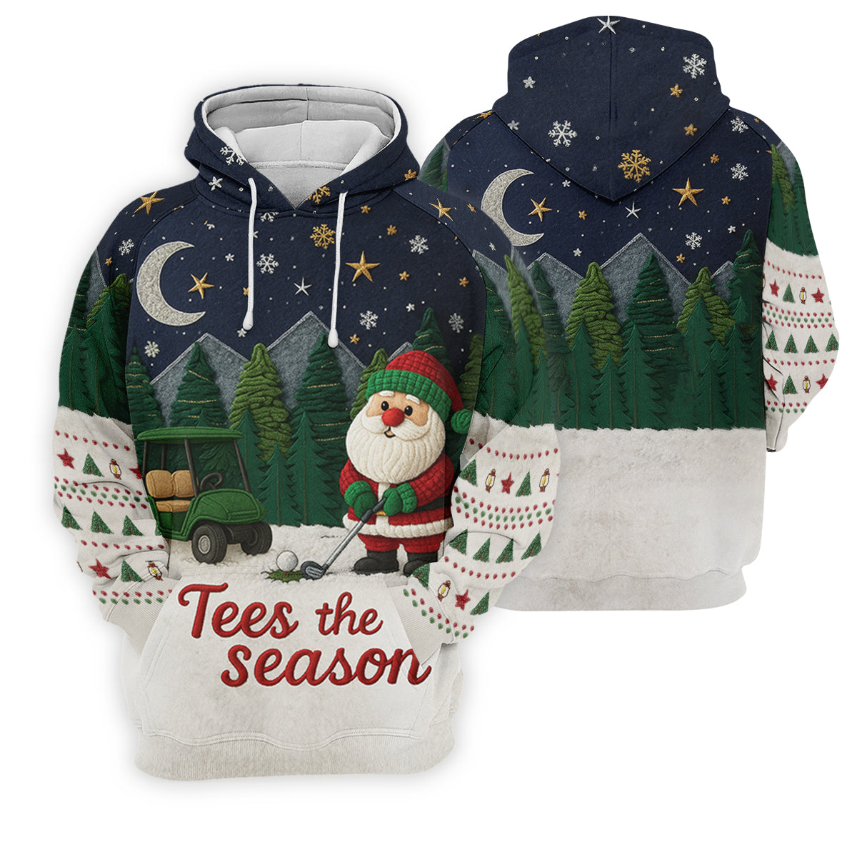 Santa Golfing Tees The Season Night Theme Golf Tops For Men, Christmas Golf Shirt, Polo Shirts For Men