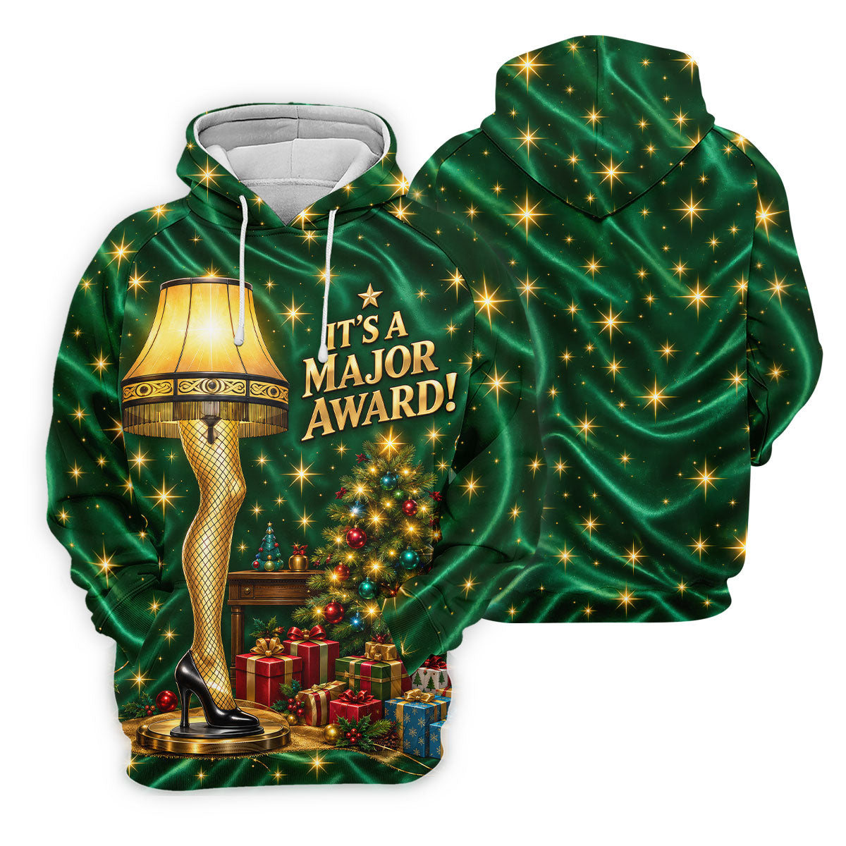 Major Award Leg Lamp Christmas Golf Polo Shirt, Mens Golf Shirts, Christmas Golf Shirt