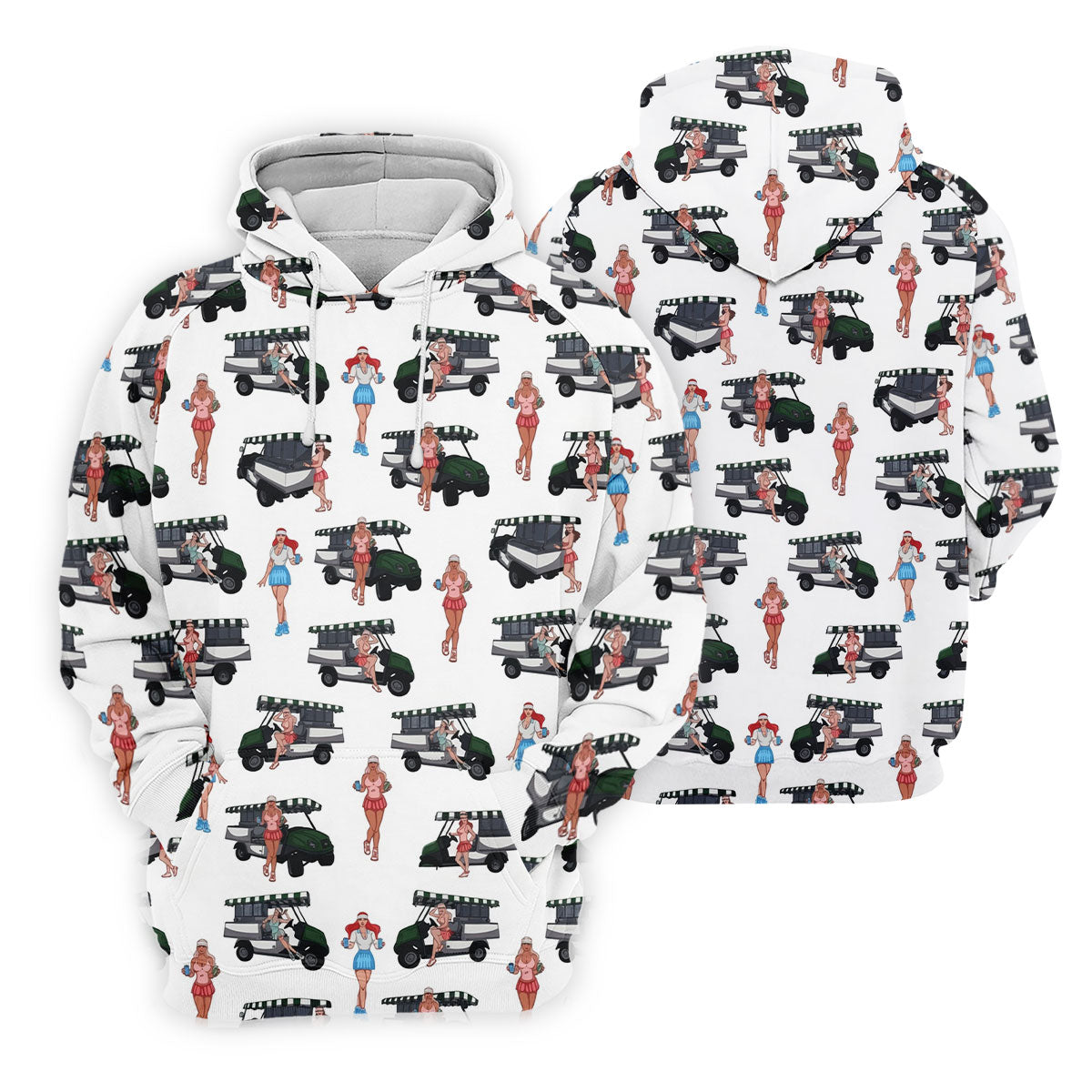 Golf Cart Girls Pattern Golf Polo Shirt, Hawaiian Golf Shirt, Mens Golf Apparel