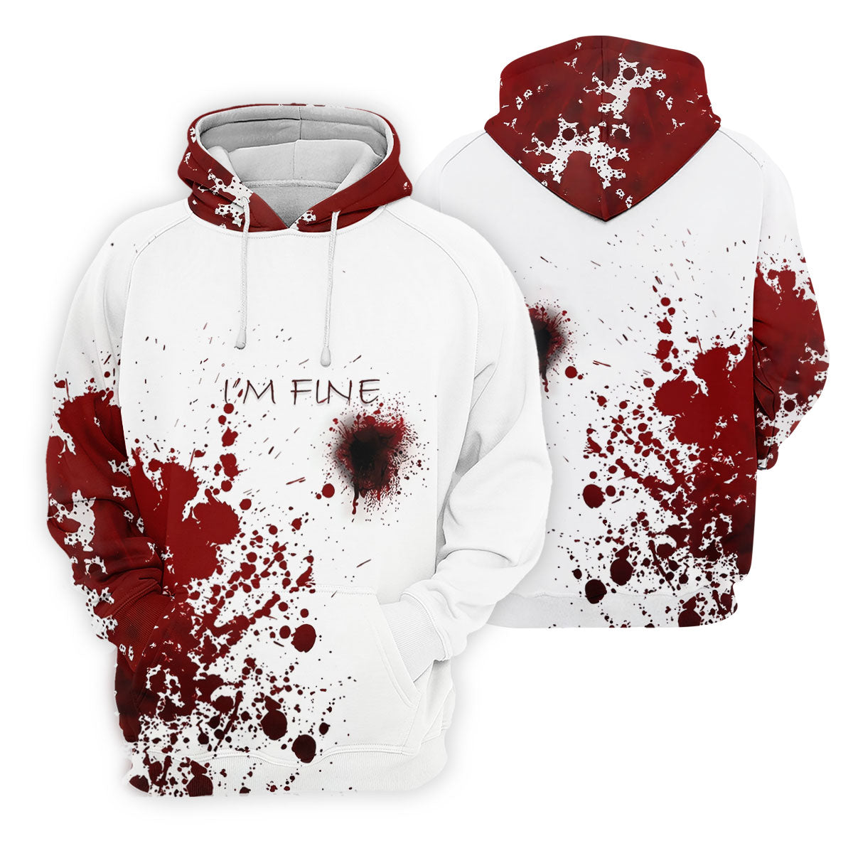 I'm Fine Bloody Splatter Horror Halloween Golf Polo Shirt, Mens Golf Shirts, Printed Golf Shirts
