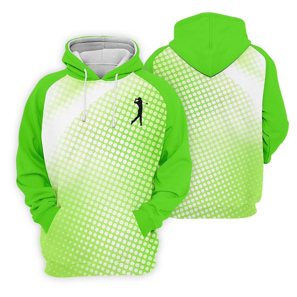 Green White Gradient Polka Dot Golf Shirt, Polo Shirts For Men, Golf Shirts For Men