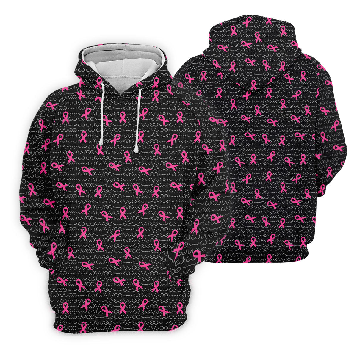 Black Golf Polo with Pink Ribbon, Men's Golf Polo Shirt, Breast Cancer Awareness Shirt, Funny Golf Shirt