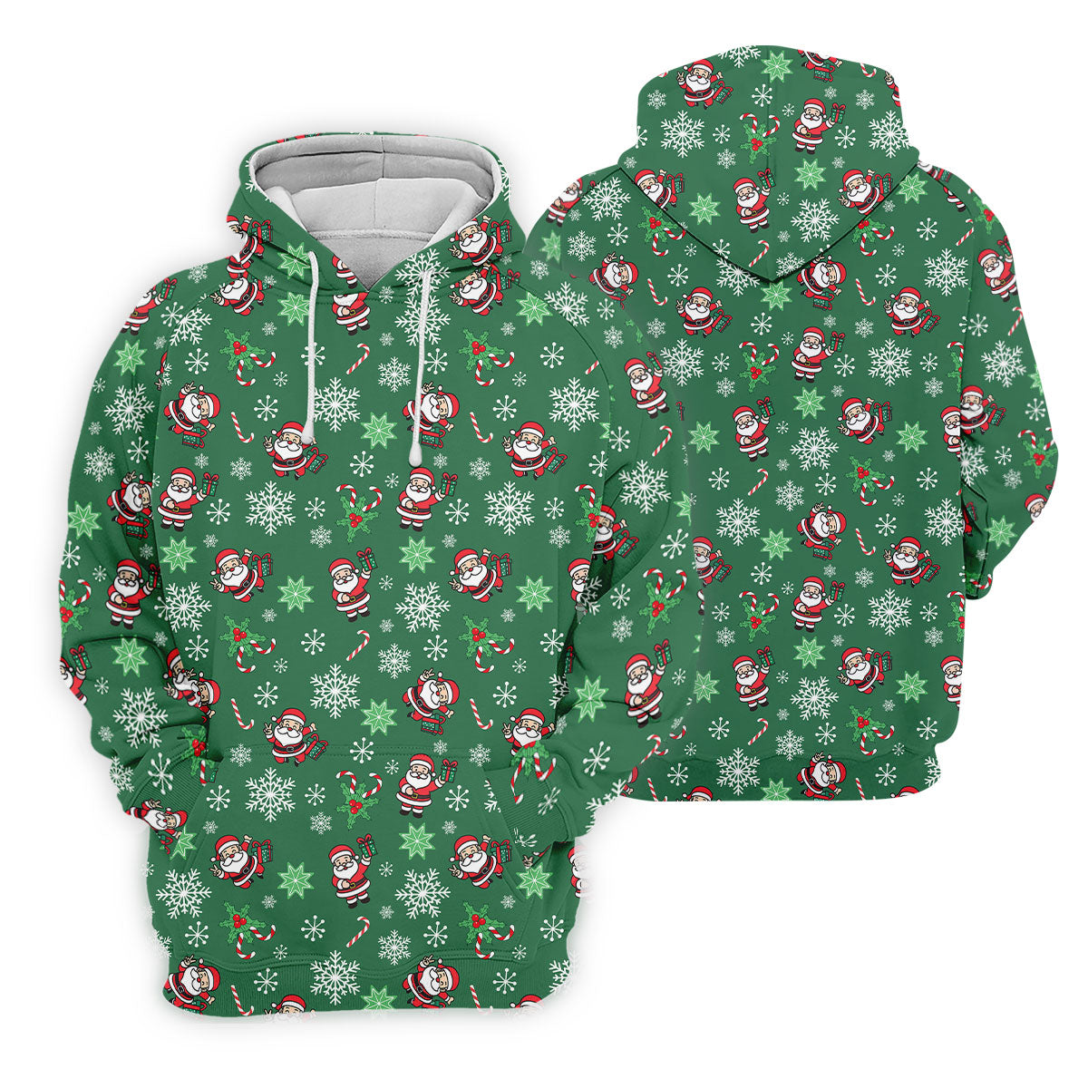 Santa Claus Pattern Christmas Green Golf Tops For Men, Christmas Golf Shirt, Polo Shirts For Men