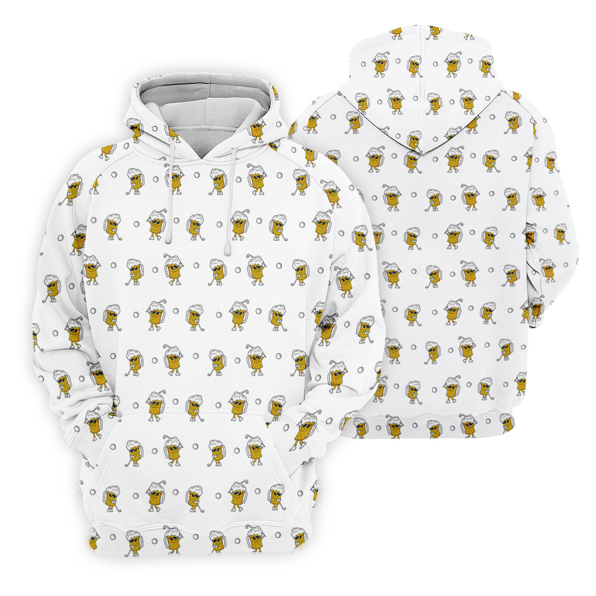 Cartoon Beer Mug Golfer Pattern Golf Polo Shirt, Women’s Golf Polo, Ladies Golf Shirts