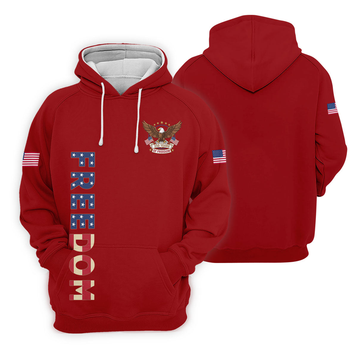 250 Years Of Freedom US Flag Logo Red Golf Shirt, Patriotic 4th Of July Golf Shirt For Women