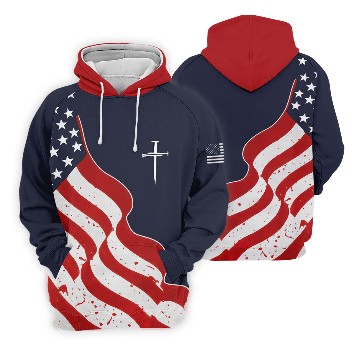 Faith Cross America 250th Anniversary 4th Of July Shirt, Patriotic Navy Golf Shirts For Men
