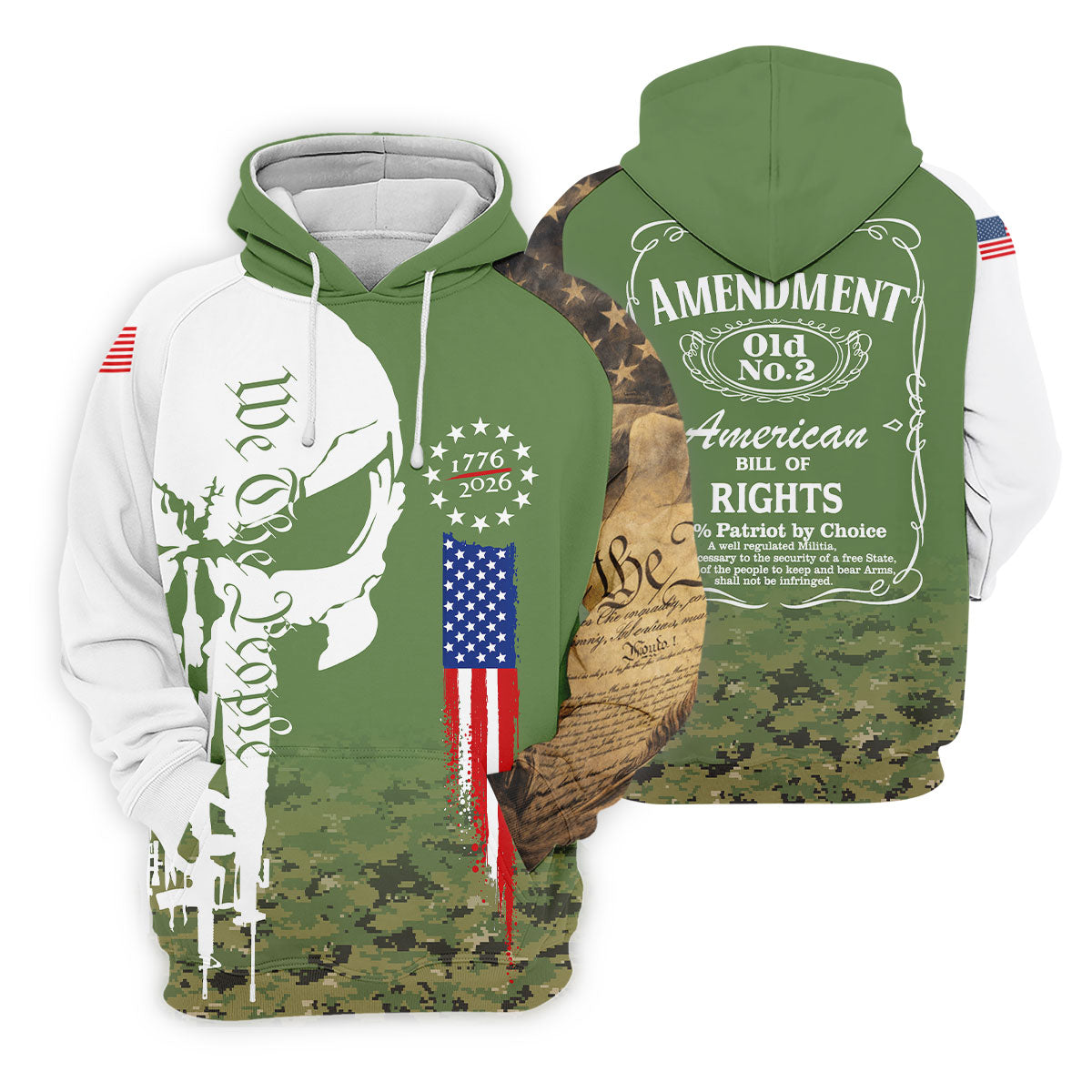 American Bill Of Rights Father's Day Camo Golf Shirt, 250 Years 4th Of July Polo Shirts For Men