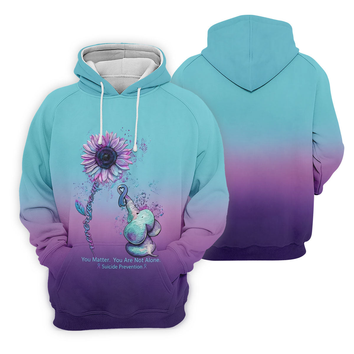 Never Give Up Elephant Sunflower Suicide Prevention Golf Shirts For Women, Ladies Golf Top