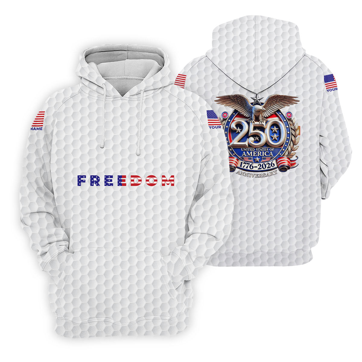 Freedom American Bald Eagle 250th Anniversary White Golf Shirt, Patriotic 4th Of July Golf Shirt For Women