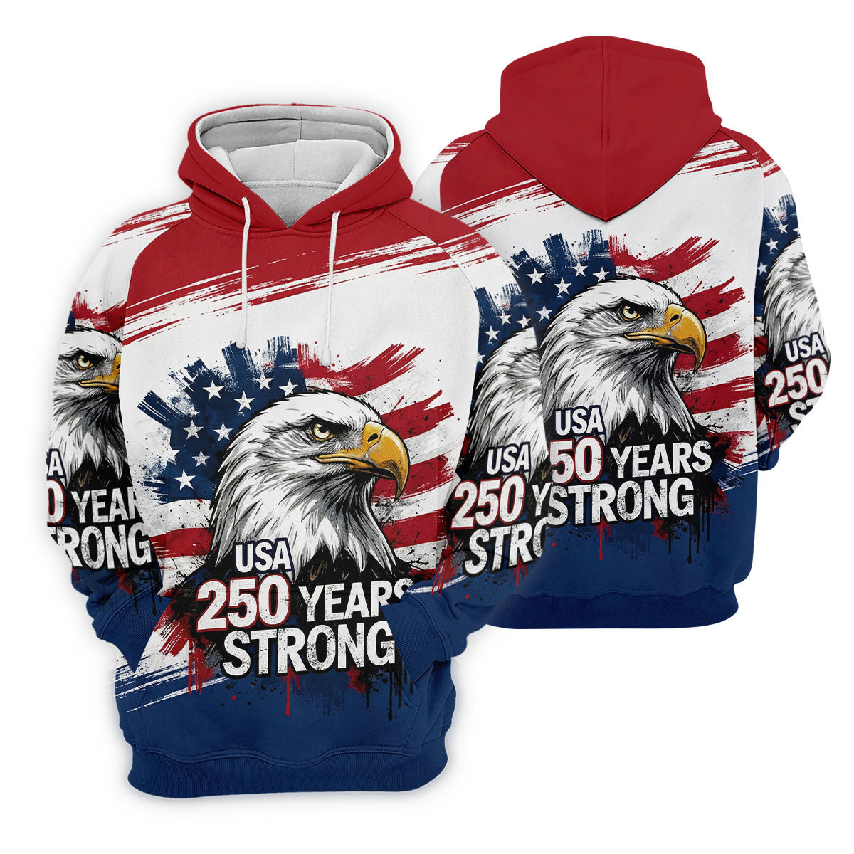 USA 250 Years Strong Bald Eagle American Flag Golf Shirt, Patriotic 4th Of July Golf Shirt For Women