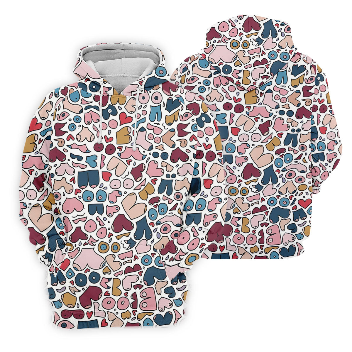 Funny Adult Body Parts Doodle Print Women's Golf Tops, Golf Shirts For Women, Printed Golf Shirt