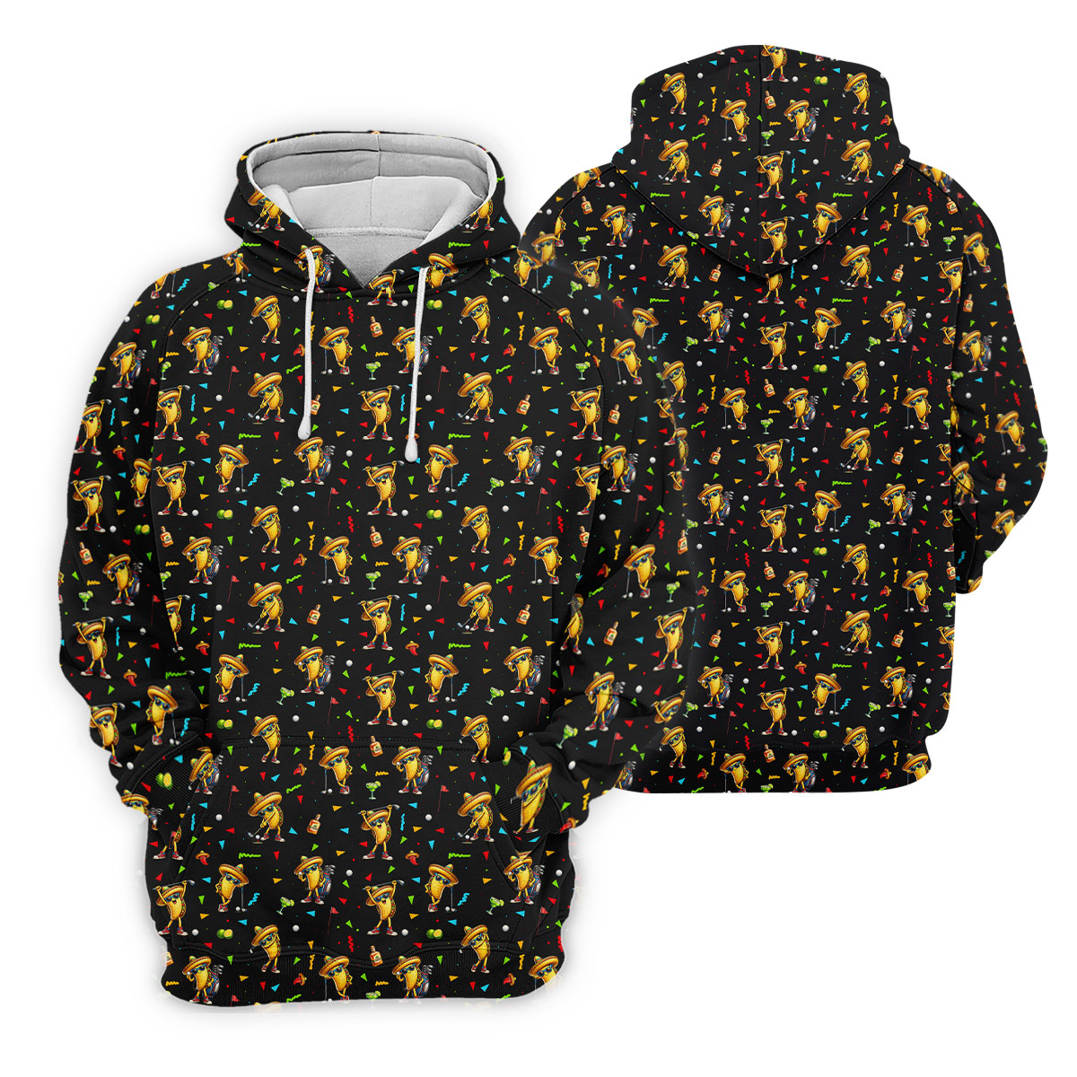Fairway Fiesta Taco Margarita Mexico Theme Black Golf Shirt, Men's Golf Shirts, Polo Shirts For Men