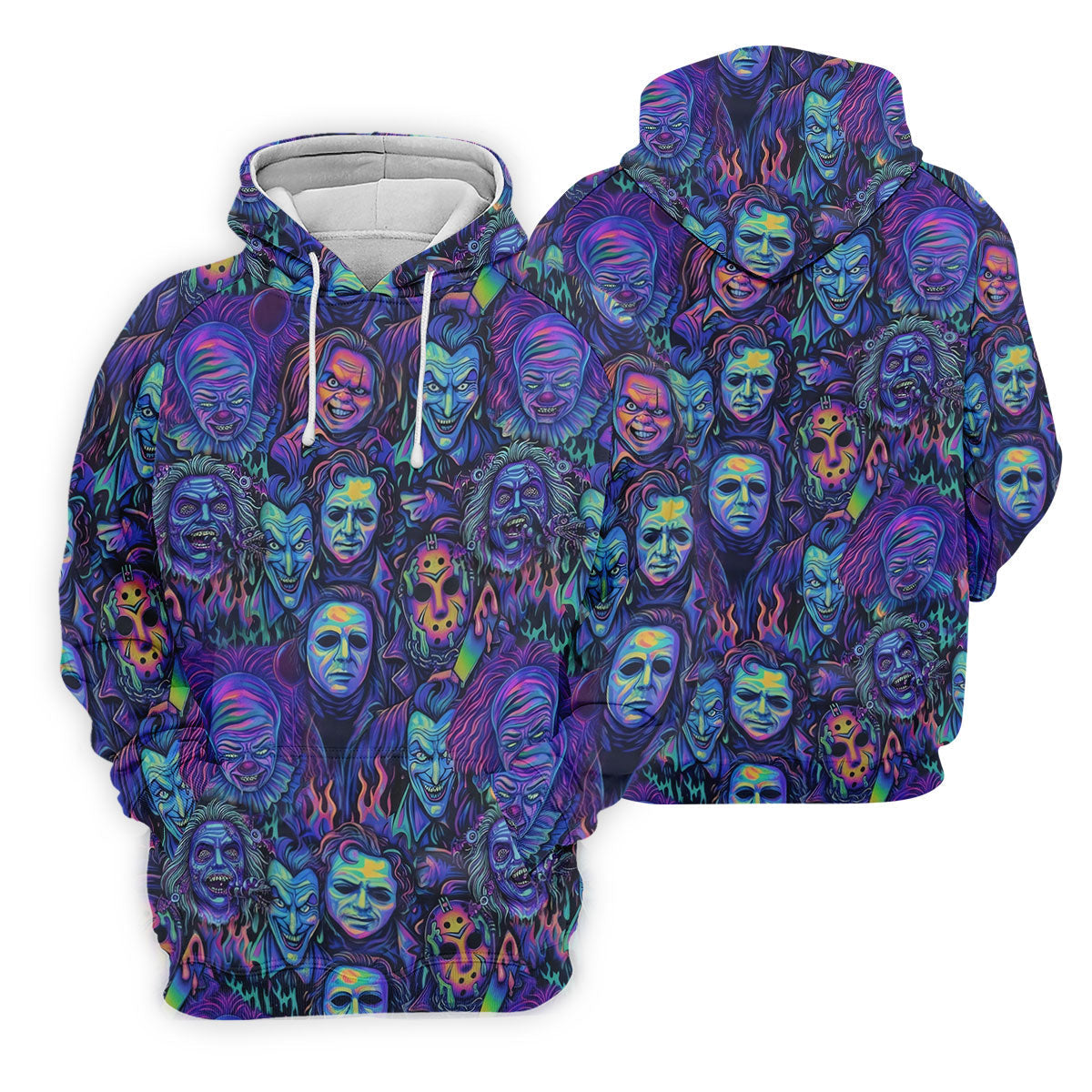 Neon Horror Character Villains Halloween Golf Shirt, Women's Golf Polo, Ladies Golf Tops