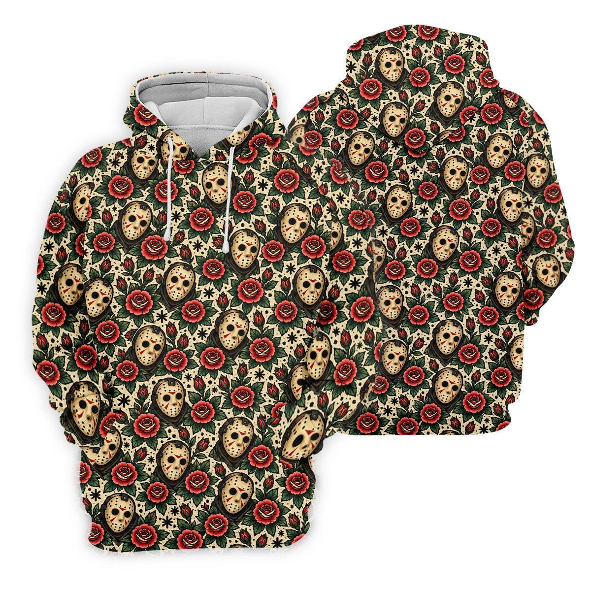 Rose Mask Halloween Horror Character Polo Shirt, Ladies Golf Shirts, Womens Golf Tops