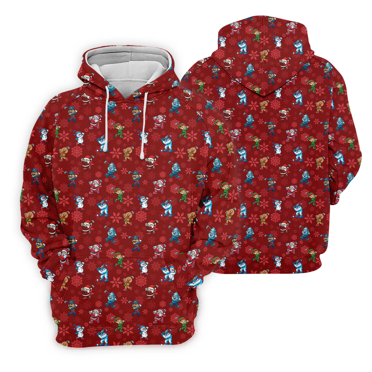 Funny Christmas Characters Golf Pose Red Golf Shirt, Christmas Golf Shirt, Polo Shirts For Men