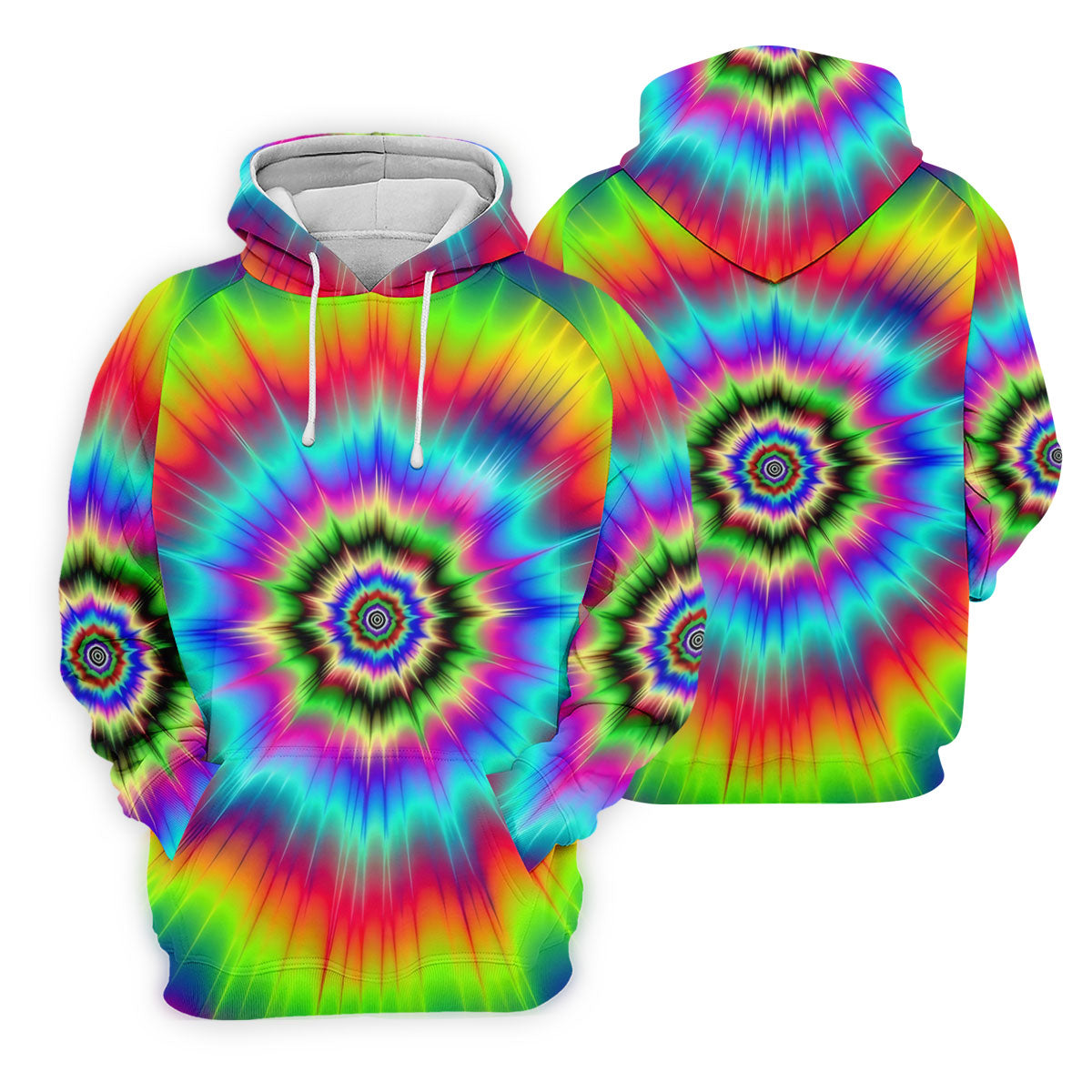 Rainbow Tie Dye Golf Shirt, Psychedelic Spiral Burst Pattern, Golf Shirt For Men