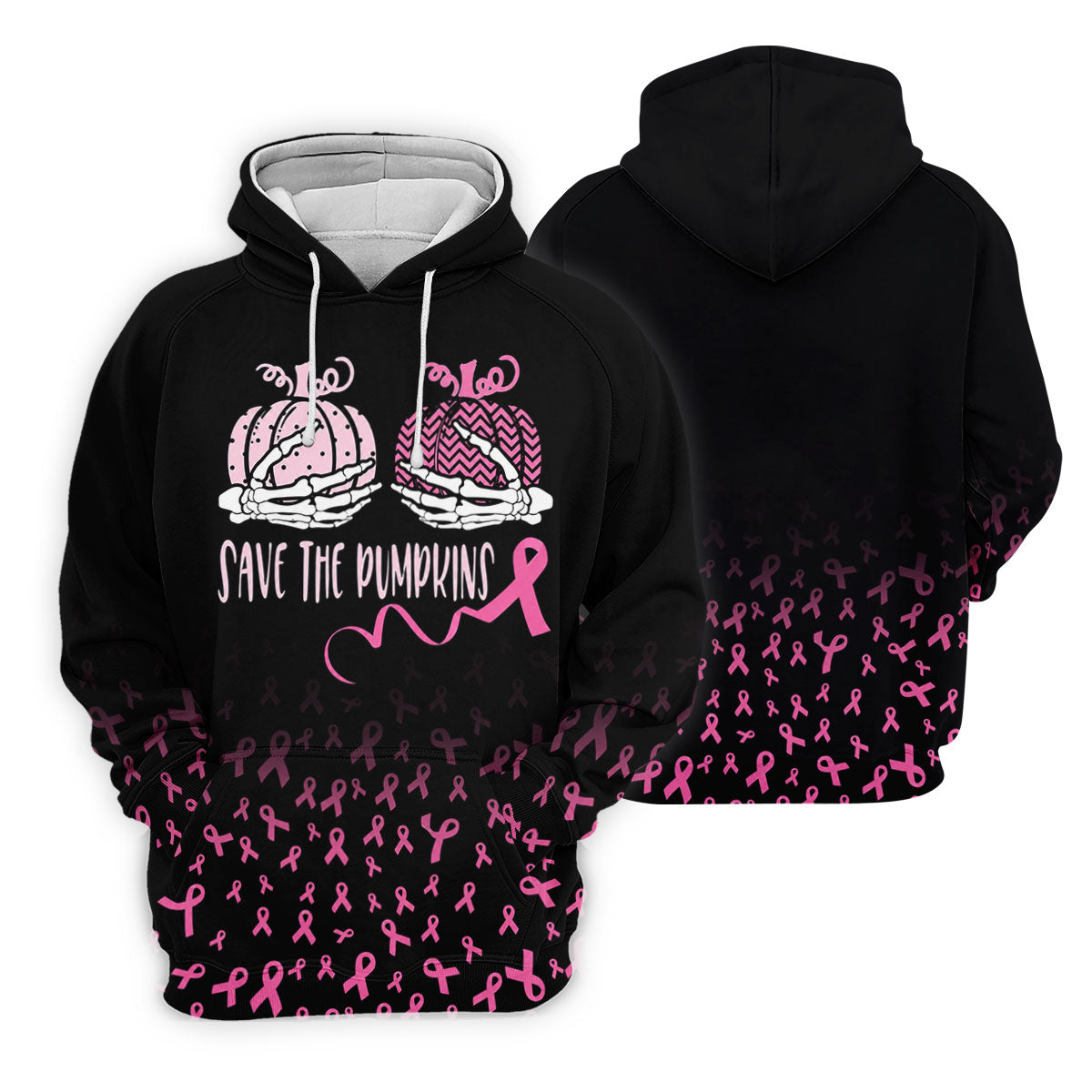 Save The Pumpkins Skeleton Breast Cancer Polo Shirt, Mens Golf Polo, Printed Golf Shirts
