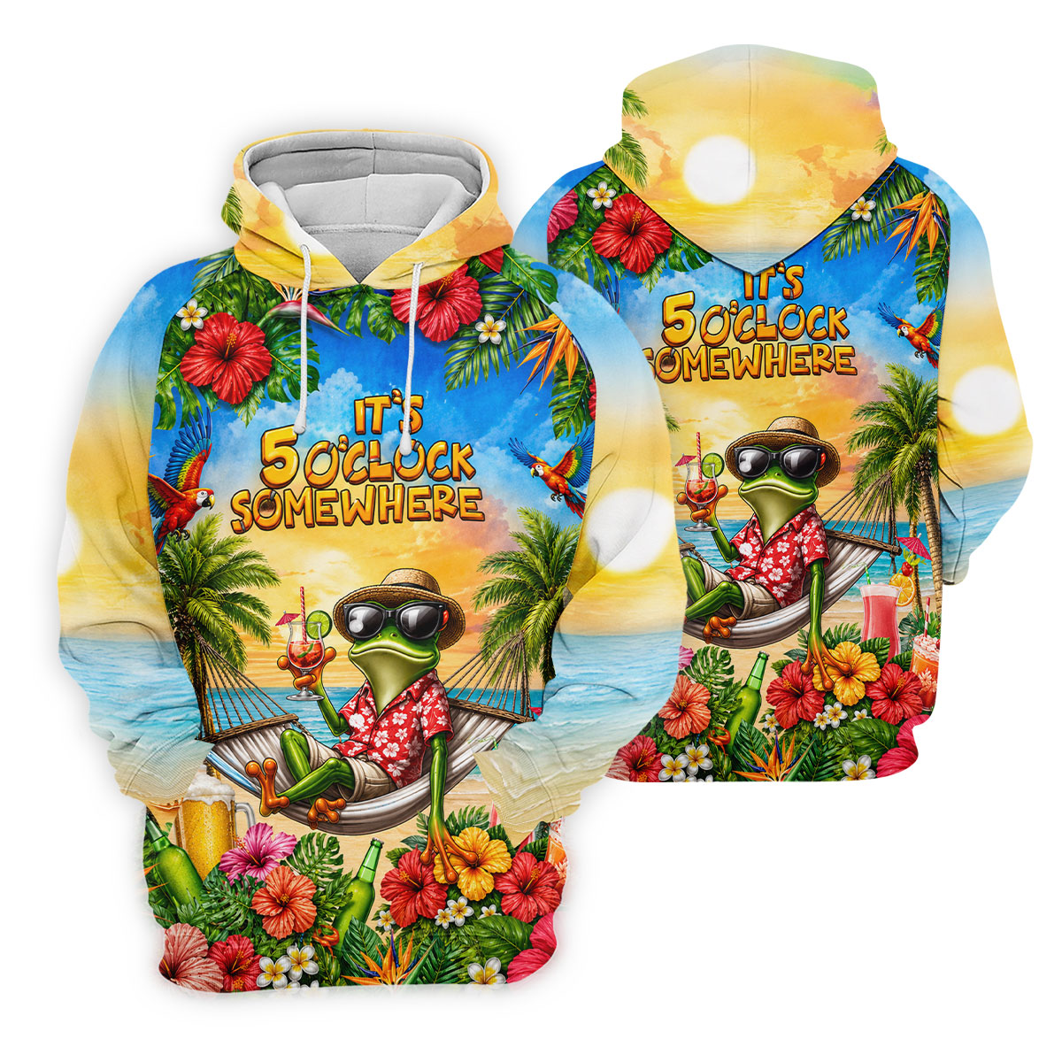 Frog Hammock 5 Oclock Somewhere Tropical Golf Shirt, Golf Shirts For Men, Mens Golf Apparel