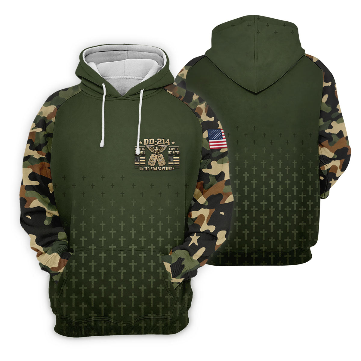 DD-214 Olive Green Cross Camo Polo Shirt, Golf Shirts For Women, Veterans Day Shirt