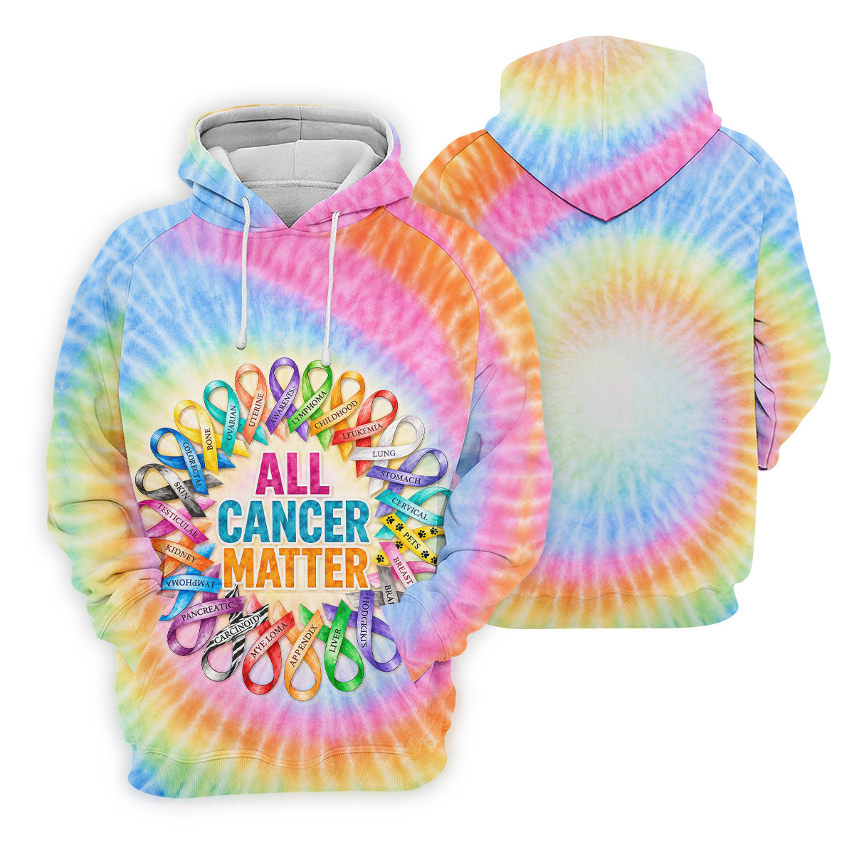 All Cancer Matter Colorful Ribbon Polo Shirt, Mens Golf Polo, Golf Apparel For Men