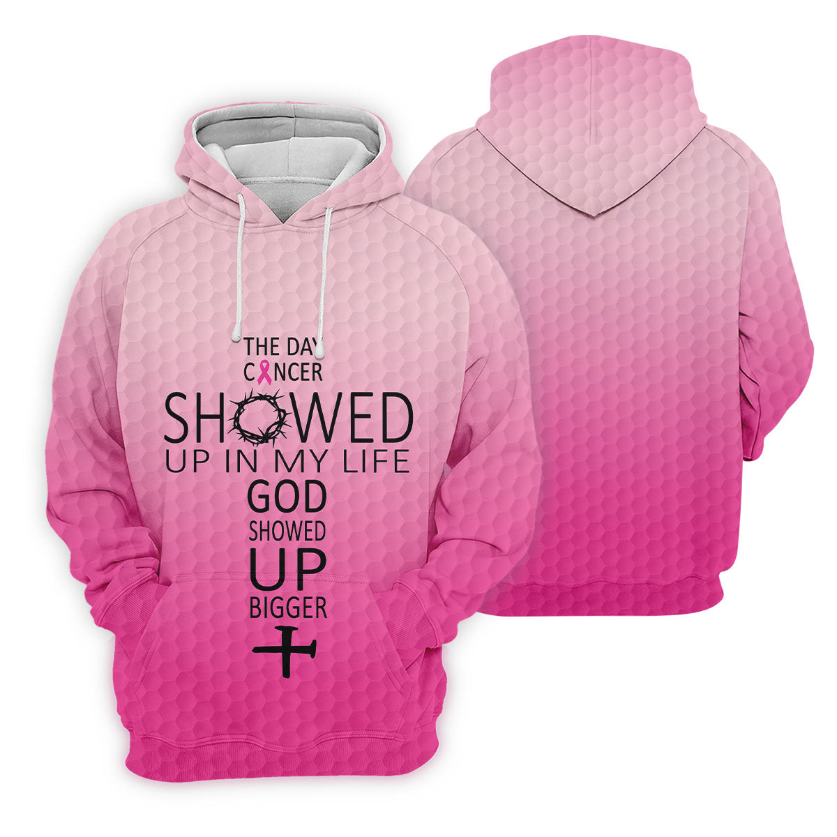 Cancer Showed Up God Showed Up Bigger Breast Cancer Polo Shirt, Mens Golf Shirts