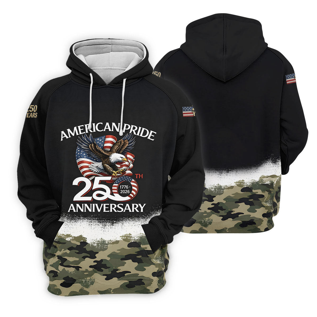 American Pride 250th Anniversary Camo Golf Shirt, Patriotic 4th Of July Golf Shirts For Men