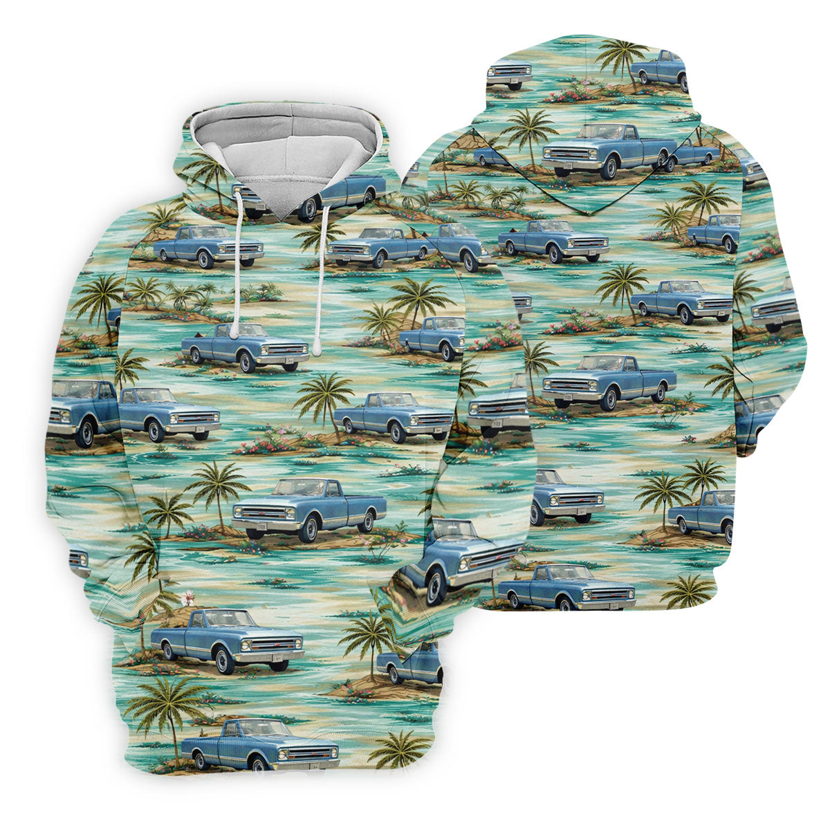 Personalized Truck Golf Shirt, Custom Vehicle Tropical Pattern, Golf Shirt For Women