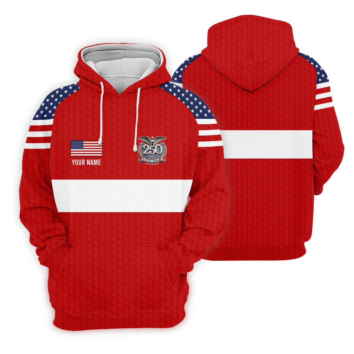 250 Years Red White Blue Stars And Stripes Golf Shirt, Patriotic 4th Of July Golf Shirts For Men