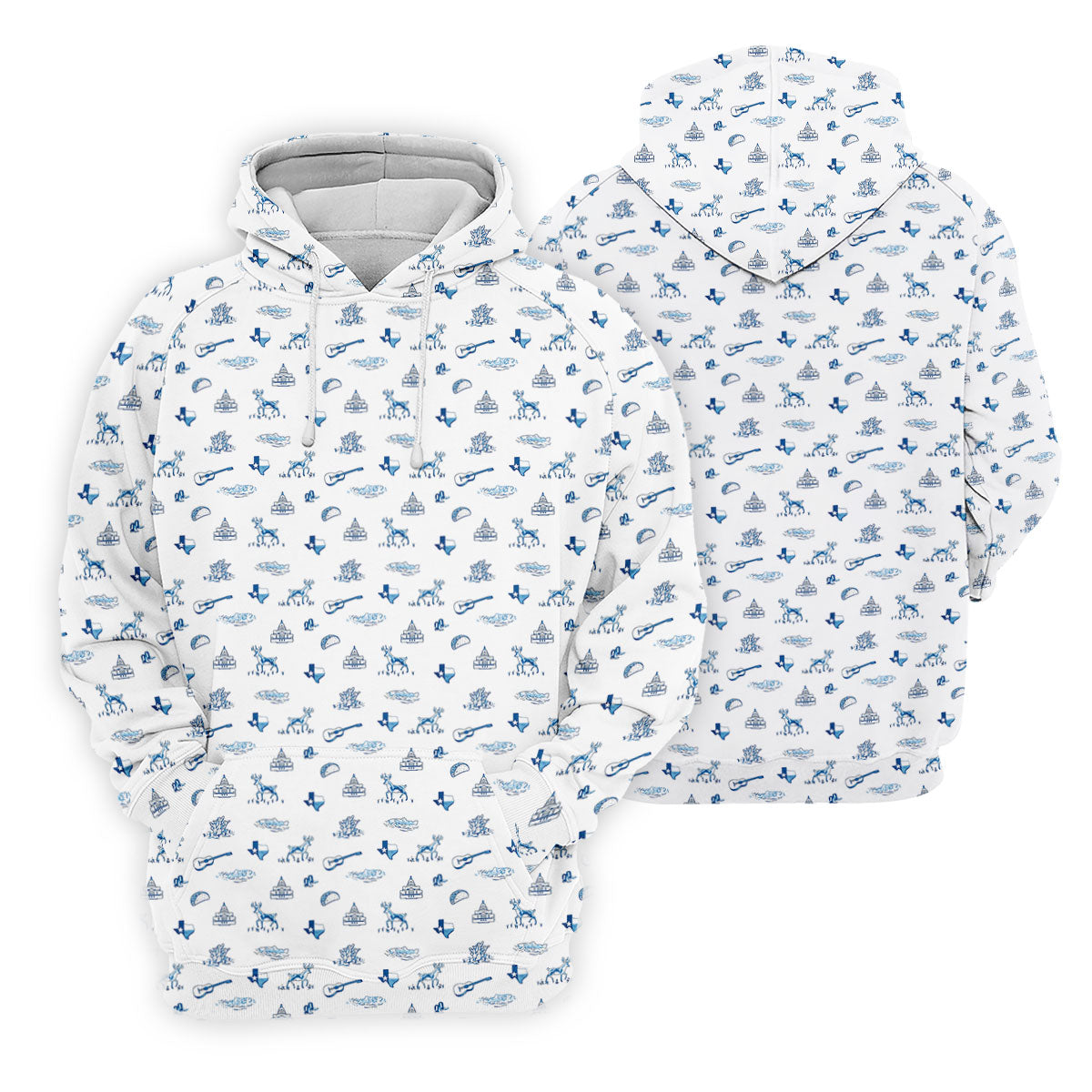 White Texas Icons Pattern Golf Polo Shirt, Hawaiian Golf Shirt, Women's Golf Apparel