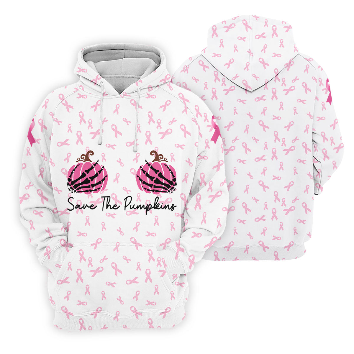 Save The Pumpkins Breast Cancer Ribbon Polo Shirt, Golf Tops For Women, Printed Golf Shirt
