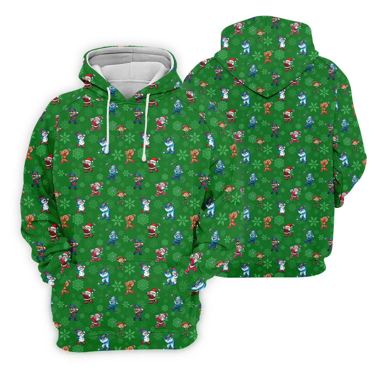 Funny Christmas Characters Golf Pose Green Golf Shirt, Christmas Golf Shirt, Polo Shirts For Men