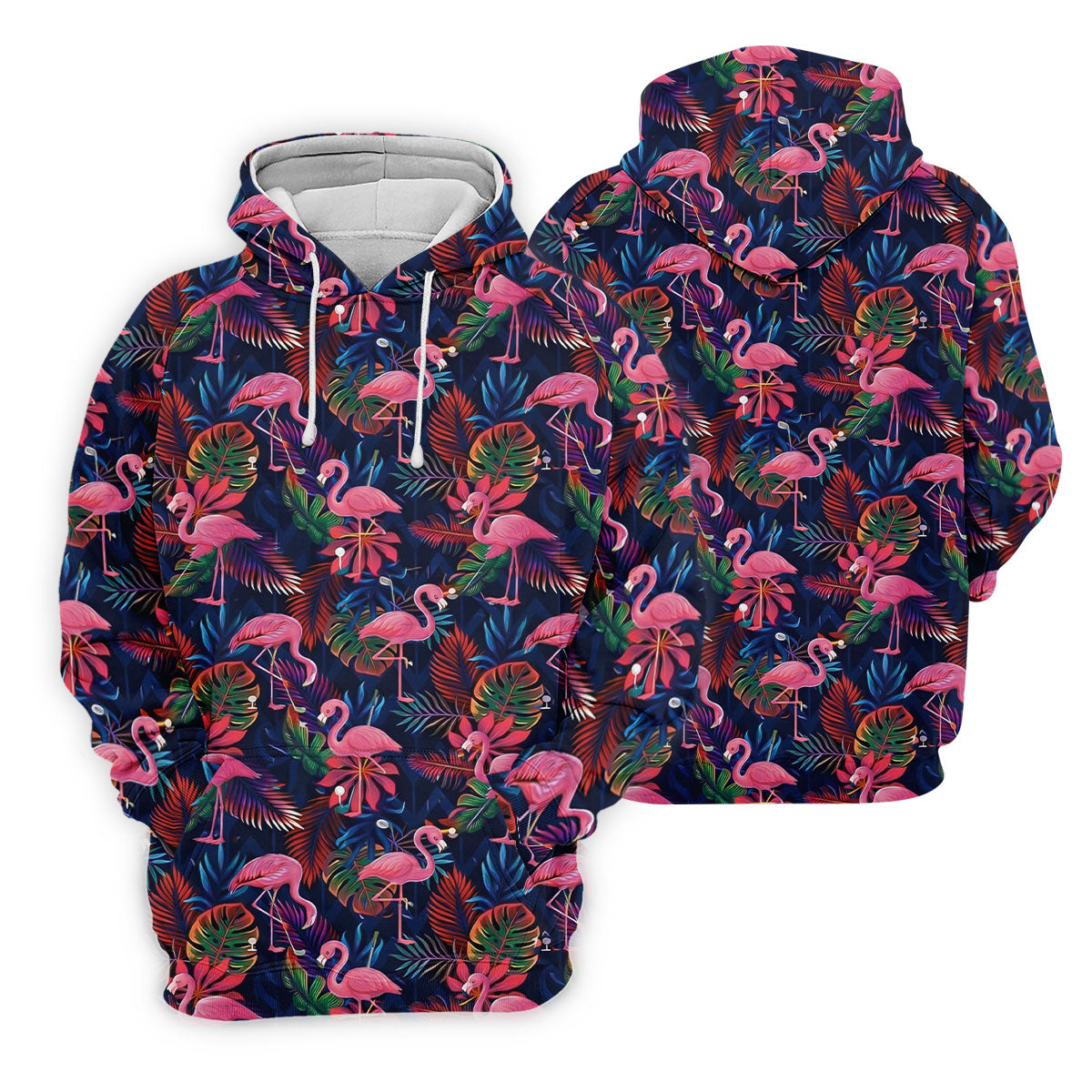 Dark Tropical Pink Flamingo Pattern Golf Shirt, Mens Polo Shirts, Hawaiian Golf Shirt, Printed Golf Shirts