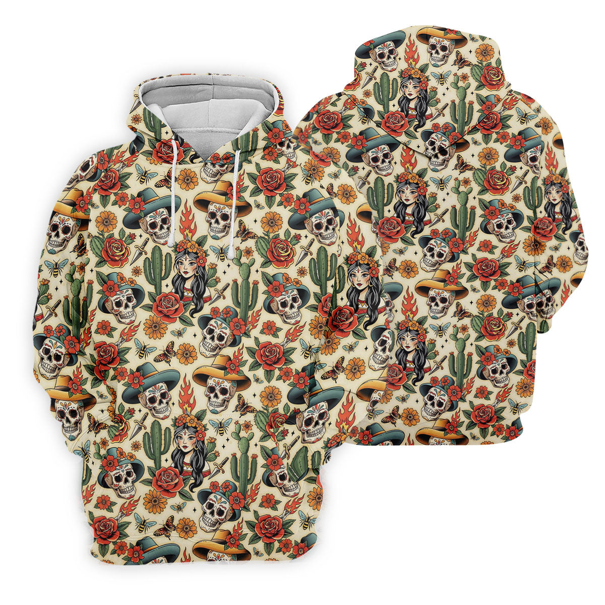 Day Of The Dead Sugar Skull Floral Polo Shirt, Womens Golf Polo, Hawaiian Golf Shirt