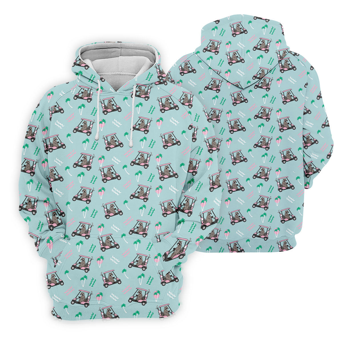 Funny Raccoon Golf Cart Tropical Polo Shirt, Hawaiian Golf Shirt, Golf Shirts For Men