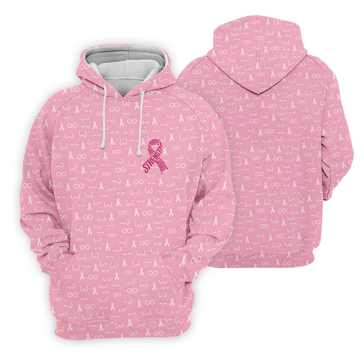 Hope Love Faith Strength Courage Breast Cancer Polo Shirt, Mens Golf Polo, Mens Golf Shirts
