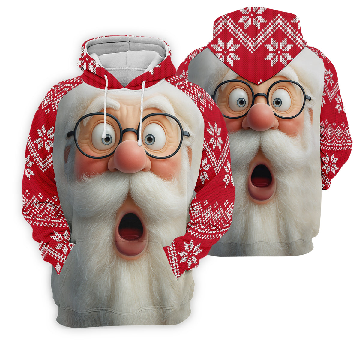 Surprised Funny Santa Claus Face Men's Golf Polo Shirts, Christmas Golf Shirt, Golf Gift For Men