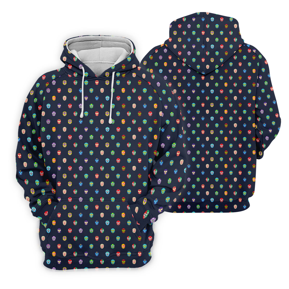Lucha Libre Mask Seamless Pattern Cinco De Mayo Celebration Fiesta Themed Golf Shirts For Men