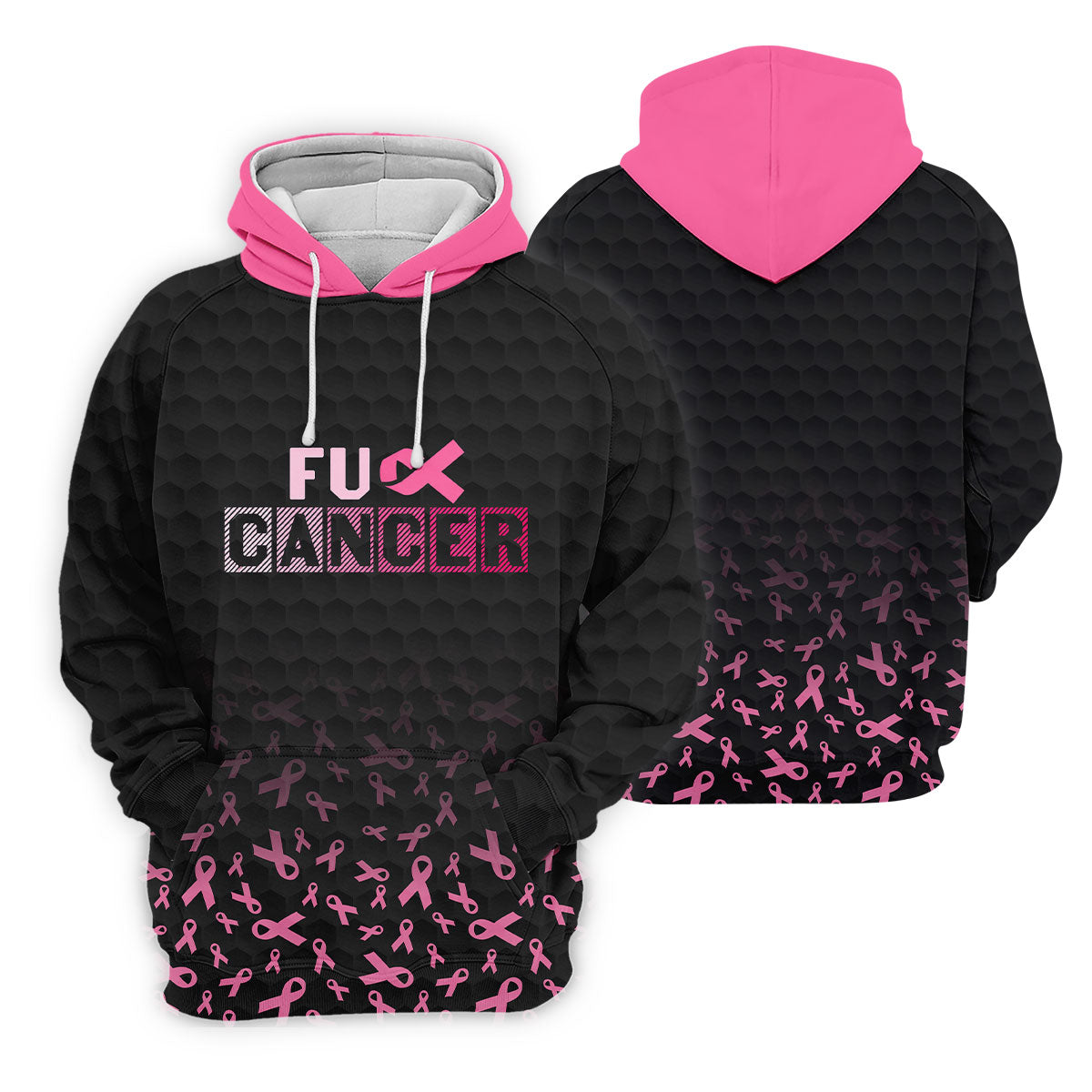 Fuck Cancer Black Pink Ribbon Breast Cancer Polo Shirt, Women's Golf Tops, Ladies Golf Top