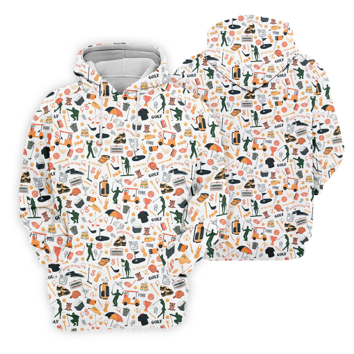Golf Equipment Cart Ball Pattern Polo Shirt, Mens Golf Polo, Printed Golf Shirts