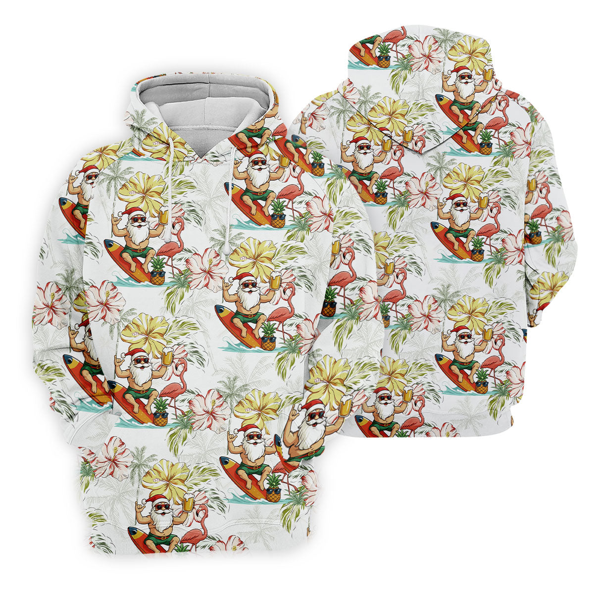 Surfing Santa Hawaiian Golf Shirt, Fun Men's Golf Polos, Christmas Golf Shirt, Golf Gift For Men